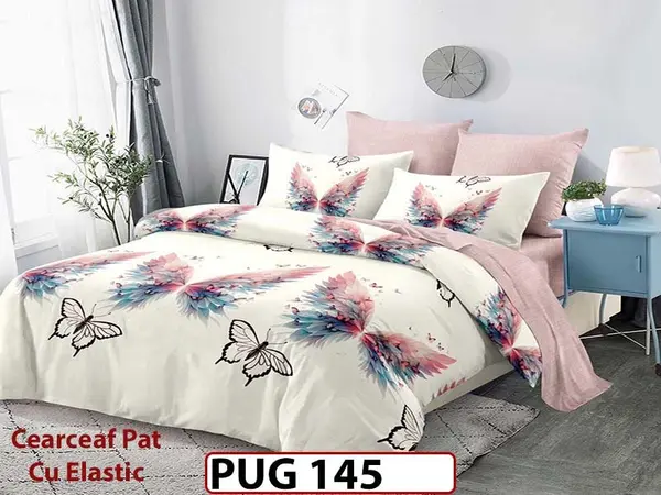 Lenjerie din finet 6 piese si cearceaf cu elastic - PUG 145