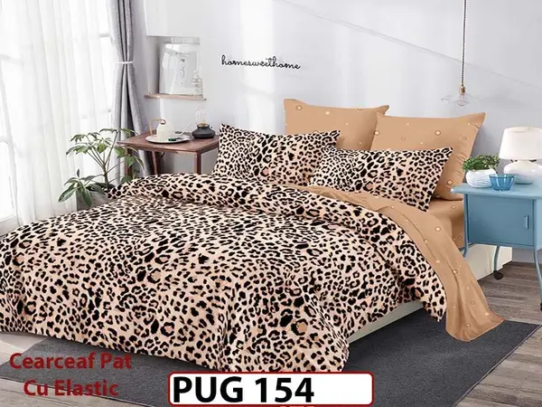 Lenjerie din finet 6 piese si cearceaf cu elastic - PUG 154