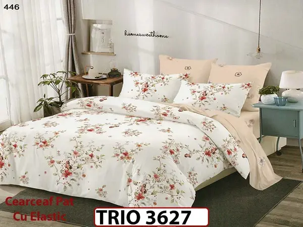 Lenjerie din FINET cu 6 piese cu cearceaf elastic - TRIO3627