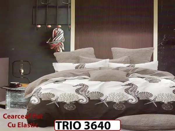 Lenjerie din FINET cu 6 piese cu cearceaf elastic - TRIO3640