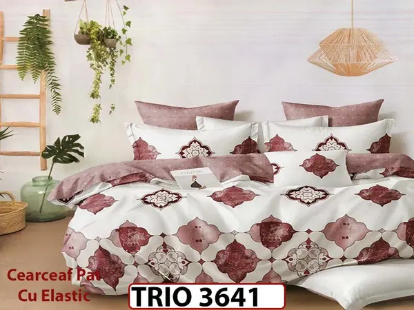Lenjerie din FINET cu 6 piese cu cearceaf elastic - TRIO3641