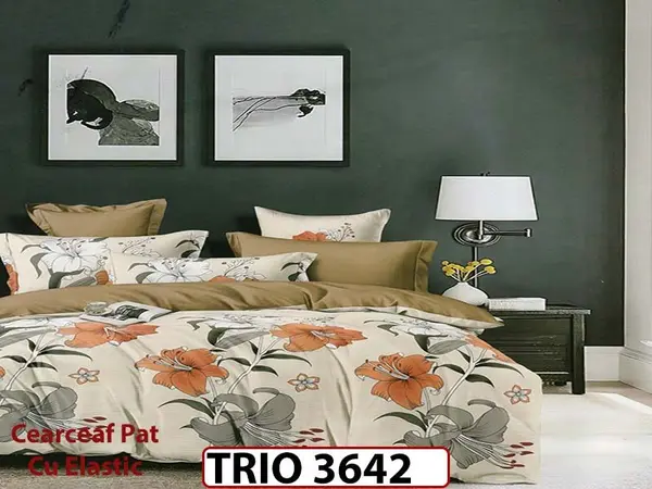 Lenjerie din FINET cu 6 piese cu cearceaf elastic - TRIO3642