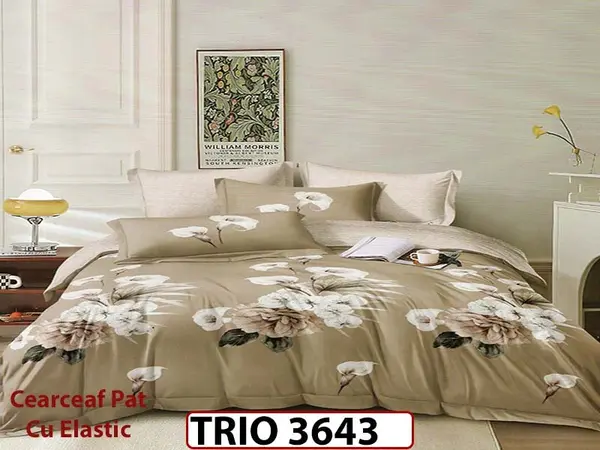 Lenjerie din FINET cu 6 piese cu cearceaf elastic - TRIO3643