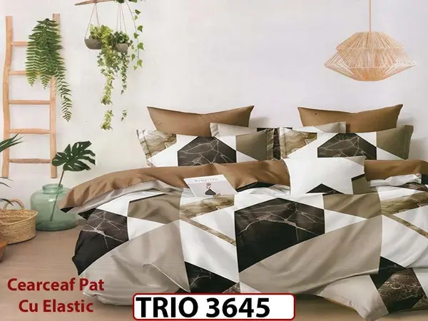 Lenjerie din FINET cu 6 piese cu cearceaf elastic - TRIO3645