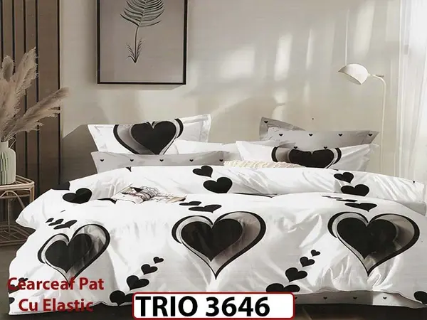 Lenjerie din FINET cu 6 piese cu cearceaf elastic - TRIO3646