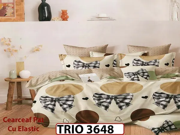 Lenjerie din FINET cu 6 piese cu cearceaf elastic - TRIO3648