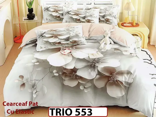 Lenjerie din FINET cu 6 piese cu cearceaf elastic - TRIO553