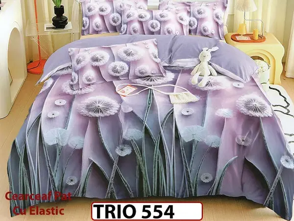 Lenjerie din FINET cu 6 piese cu cearceaf elastic - TRIO554