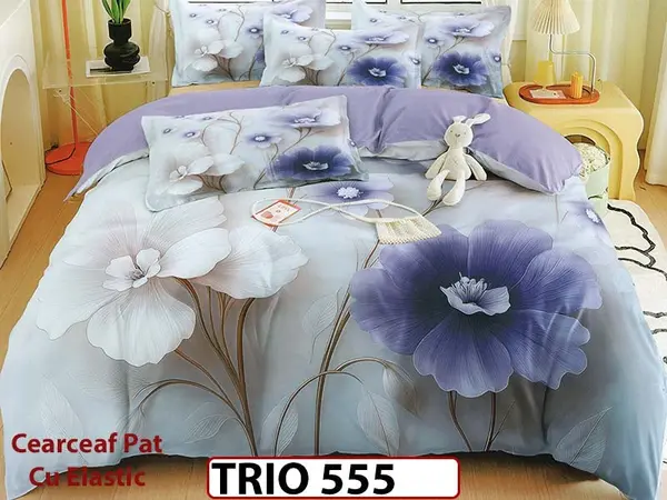 Lenjerie din FINET cu 6 piese cu cearceaf elastic - TRIO555
