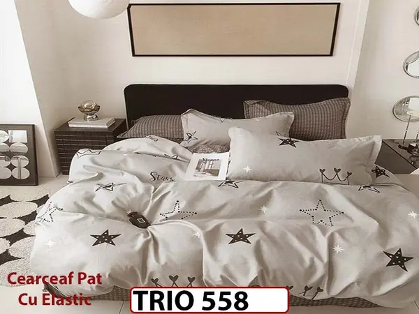 Lenjerie din FINET cu 6 piese cu cearceaf elastic - TRIO558