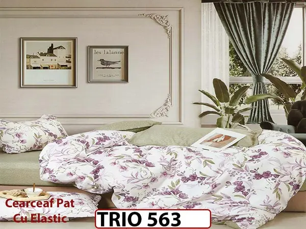 Lenjerie din FINET cu 6 piese cu cearceaf elastic - TRIO563