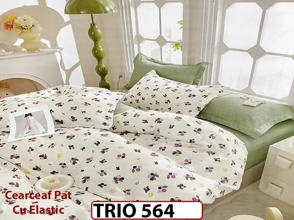 Lenjerie din FINET cu 6 piese cu cearceaf elastic - TRIO564