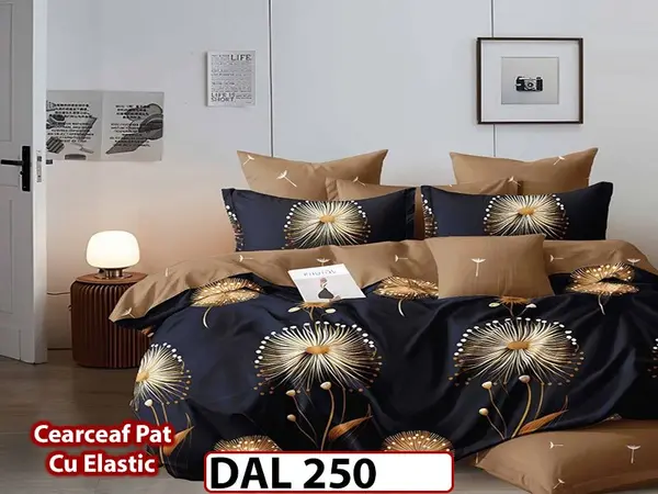 Lenjerie din finet cu 6 piese si cearceaf cu Elastic - DAL250