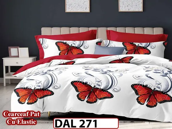 Lenjerie din finet cu 6 piese si cearceaf cu Elastic - DAL271