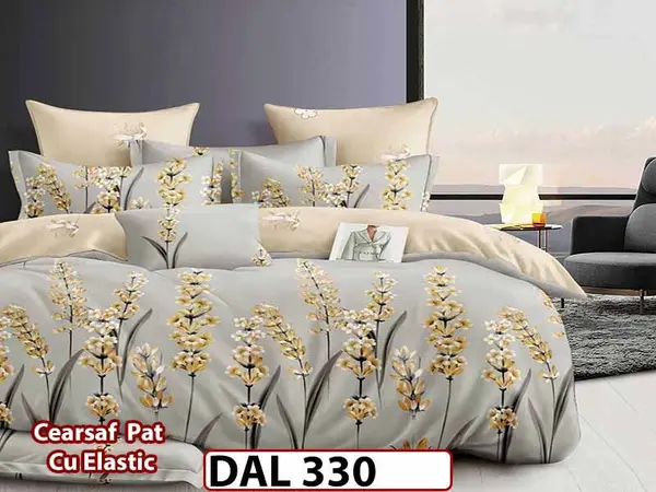 Lenjerie din finet cu 6 piese si cearceaf cu Elastic - DAL330