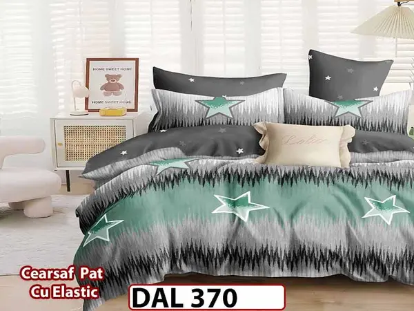 Lenjerie din finet cu 6 piese si cearceaf cu Elastic - DAL370