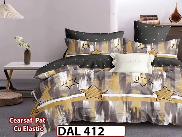 Lenjerie din finet cu 6 piese si cearceaf cu Elastic - DAL412