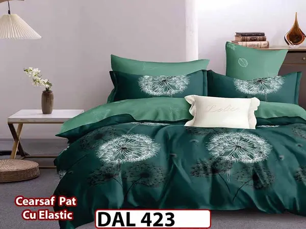 Lenjerie din finet cu 6 piese si cearceaf cu Elastic - DAL423