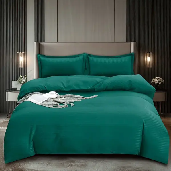 Lenjerie HoReCa, pat dublu, Damasc Finetat Deluxe, 4 piese, Pucioasa, Verde