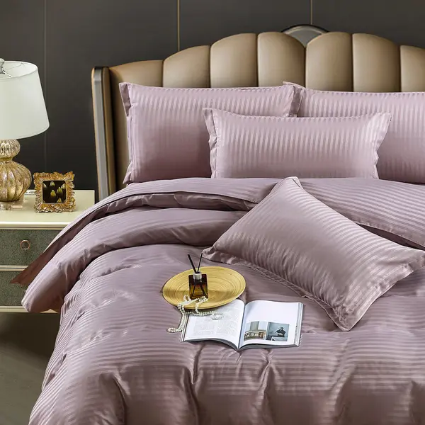 Lenjerie HoReCa, pat single, Damasc Finetat Deluxe, 4 piese, Jojo Home, Gri cenusiu