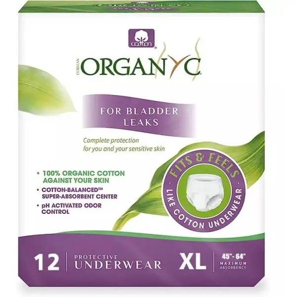 Lenjerie Intima de Protectie pentru Incontinenta Urinara, Marimea XL, 12 Bucati, Organyc