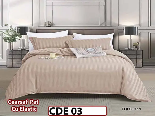 Lenjerie o persoana din Damasc Finetat 4 piese Cu Elastic - CDE 03
