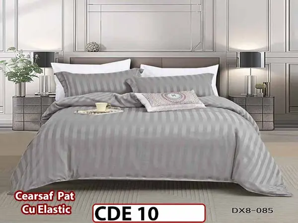 Lenjerie o persoana din Damasc Finetat 4 piese Cu Elastic - CDE 10
