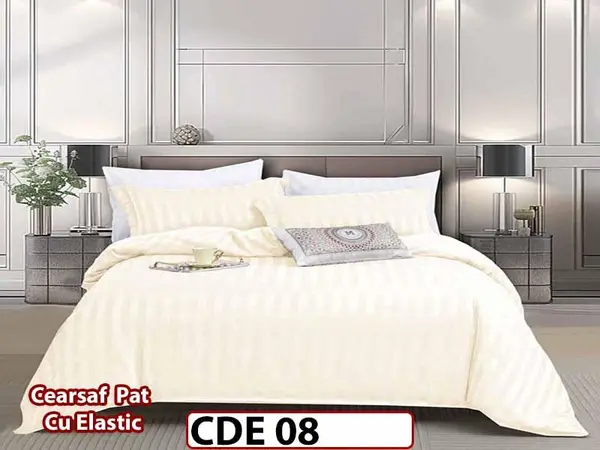Lenjerie o persoana din Damasc Finetat 4 piese Cu Elastic - CDE 08