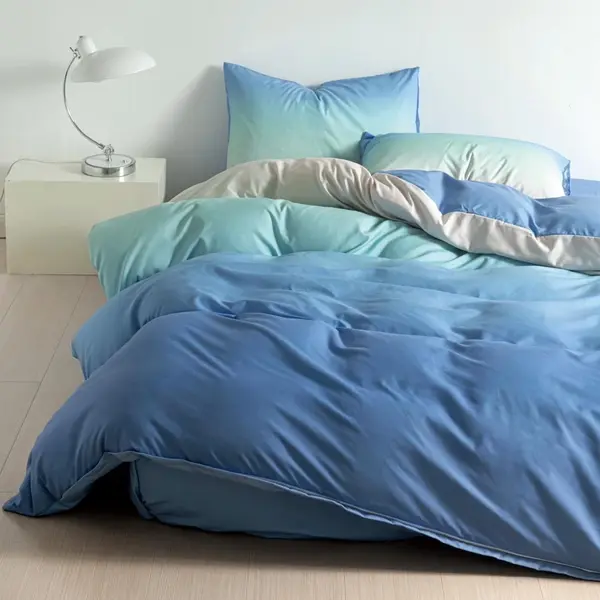 Lenjerie pat 1 PERSOANA, FINET, 4 piese, Bleu, degrade