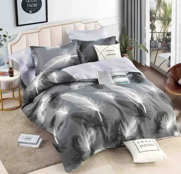Lenjerie pat 1 PERSOANA, FINET, 4 piese, Jojo Home, Gri, Pene