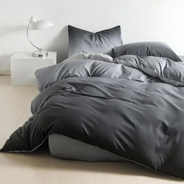Lenjerie pat 1 PERSOANA, FINET, 4 piese, Negru, degrade