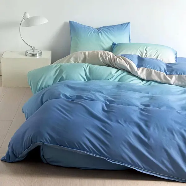Lenjerie pat dublu bumbac satinat - 3 Bucati 219 Lei - Bleu