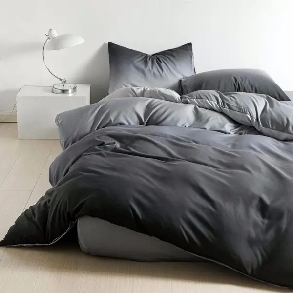 Lenjerie pat dublu bumbac satinat - 3 Bucati 219 Lei - Negru
