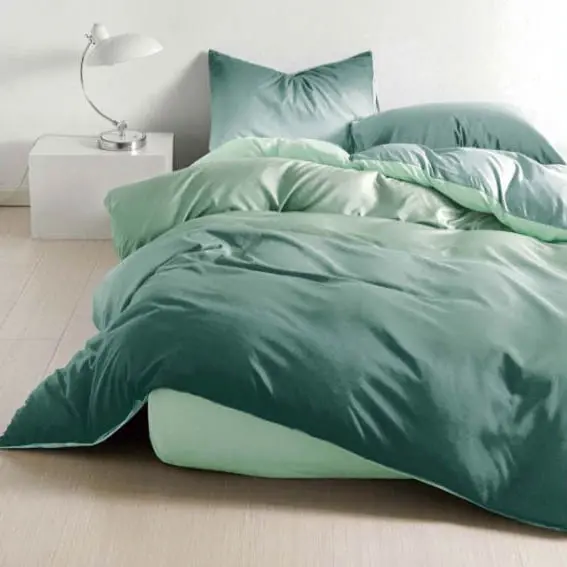 Lenjerie pat dublu bumbac satinat - 3 Bucati 219 Lei - Verde d egrade