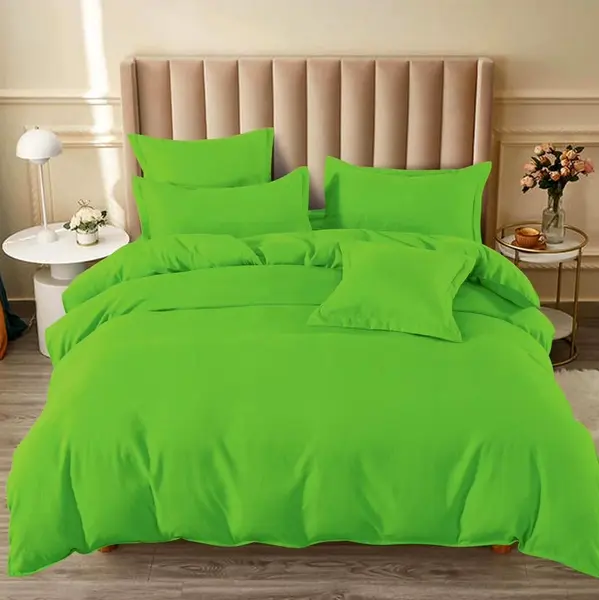 Lenjerie pat dublu cu ELASTIC, Finet, 6 piese, Verde intens