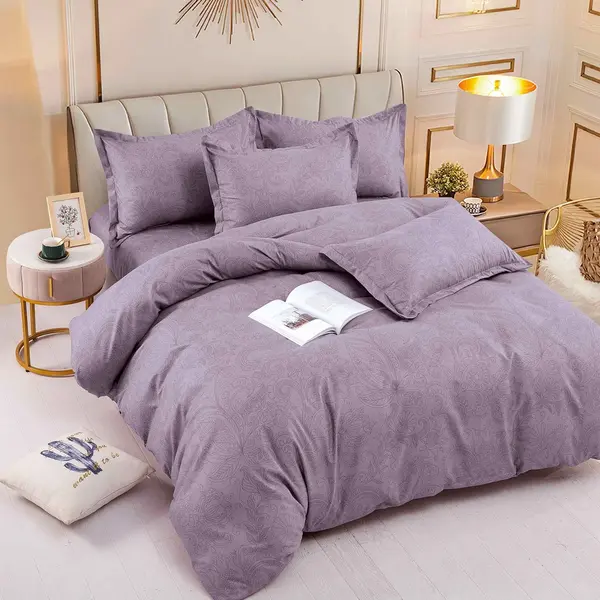 Lenjerie pat dublu, FINET, 6 piese, Jojo Home, Gri, model floral