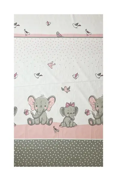 Lenjerie patut cu 3 piese 120x60 cm ElefantBirds Roz 104