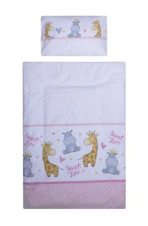 Lenjerie patut cu 3 piese 120x60 cm fete de schimb Hipo girafa