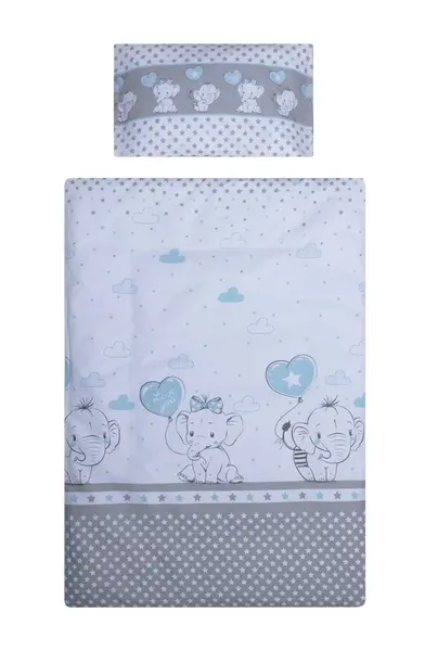 Lenjerie patut cu 5 piese 140x70 cm Elefant cu inima albastra