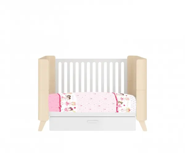 Lenjerie patut cu 7 piese 120x60 cm balerine pe roz 081