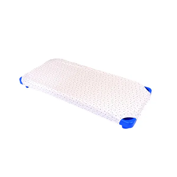 Lenjerie patut gradinita 3 piese patut stivuibil din bumbac model stelute mici bleu