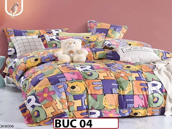 Lenjerie pentru 1 persoana din bumbac 100% 4 piese -BUC04