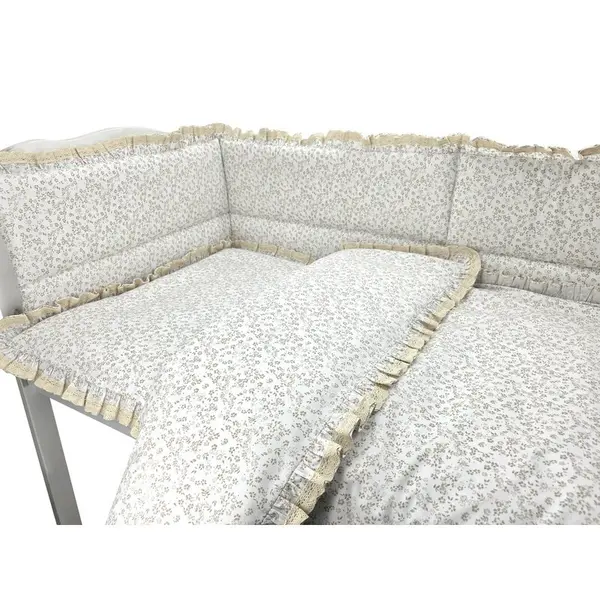 Lenjerie pentru patut cu 3 piese MimiNu Premium pentru patut 120x60 cm Meadow
