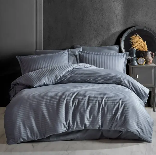 Lenjerie Stripe Satin V1 Antracit (Satin Deluxe)