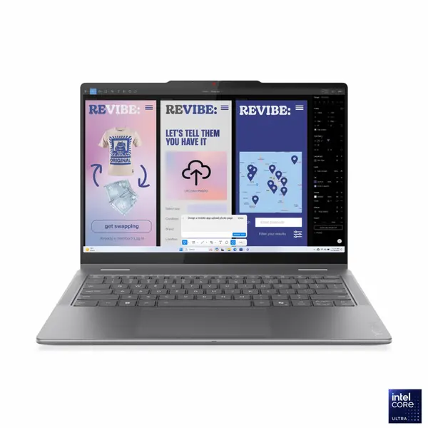 Lenovo Laptop 2 in 1 Lenovo Yoga 7 14ILL10, Procesor Intel® Core™ Ultra 7 256V pana la 4.80 GHz, 14 inch, WUXGA, OLED, Touch, 16GB RAM, 1TB SSD, Intel Arc Graphics 140V, Windows 11 Pro, Gri