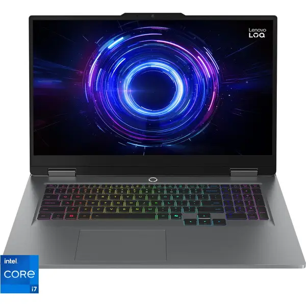 Lenovo Laptop Gaming Lenovo LOQ 17IRX10, Procesor Intel® Core™ i7-13650HX, Display 17.3 Full HD (1920x1080), IPS, 165Hz, Memorie RAM 24GB DDR5, Capacitate 1TB SSD, Placa video dedicata NVIDIA® GeForce RTX™ 5060 8GB GDDR7, No OS, Luna Grey (INT Keyboard)