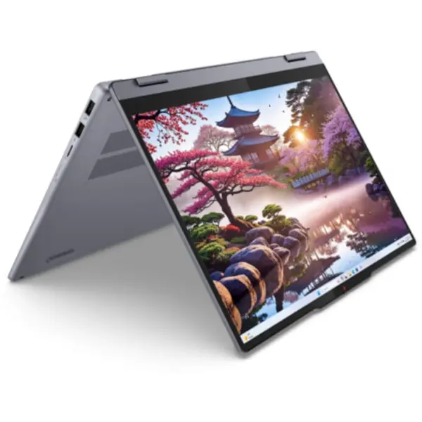 Lenovo Laptop Lenovo IdeaPad 5 2-in-1 14AKP10, Procesor AMD Ryzen™ AI 7 350, Display 14 WUXGA 1920x1200 OLED, Touch, Memorie RAM 24 GB LPDDR5x, Capacitate 1 TB SSD M.2, Placa grafica integrata AMD Radeon™ 860M Graphics, Free Dos, Gri (INT Keyboard)