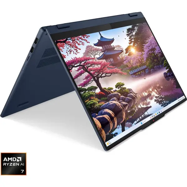 Lenovo Laptop Lenovo IdeaPad 5 2-in-1 16AKP10, Display 16'' WUXGA 1920x1200, IPS, Touch, Procesor AMD Ryzen™ Al 7 350, Memorie RAM 16GB LPDDR5X, Capacitate de stocare 1TB SSD, Placa video integrata AMD Radeon 860M, Windows 11 Home, Albastru (INT Keyboard
