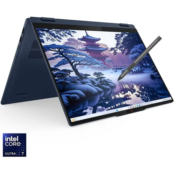 Lenovo Laptop Lenovo IdeaPad 5 2-in-1 16IAL10, procesor Intel Core™ Ultra 7 255H pana la 5.1GHz, 16 inch, WUXGA, IPS, Touch, 16GB DDR5 RAM, 1TB SSD, Intel® Arc™ 140T GPU, No OS, Albastru inchis