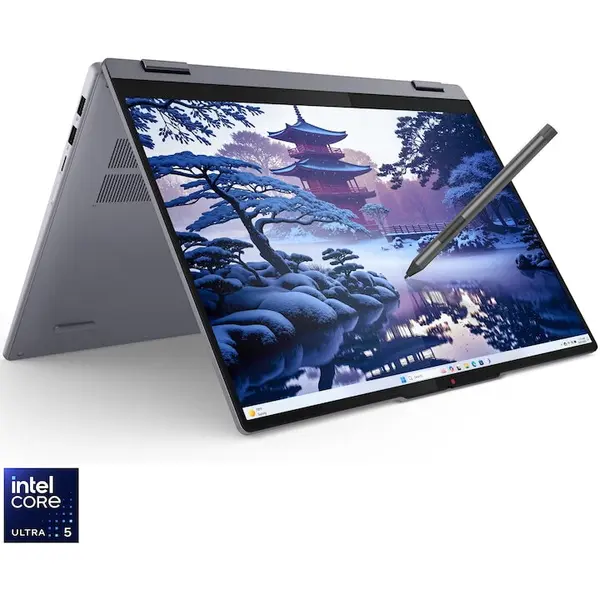 Lenovo Laptop Lenovo IdeaPad 5 2-in-1 16IAL10, Procesor Intel® Core™ Ultra 5 225U, Display 16 WUXGA (1920x1200), Touch, Memorie RAM 16GB LPDDR5x, Capacitate 512GB SSD, Placa video integrata Intel® Graphics, Windows® 11 Home, Luna Grey